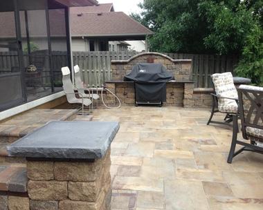 stone paved grill area